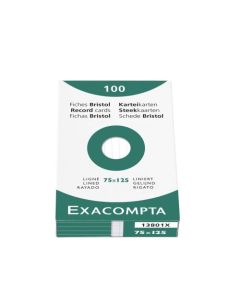 Exacompta Record Cards Ruled 125x75mm White (Pack 100) 13801X