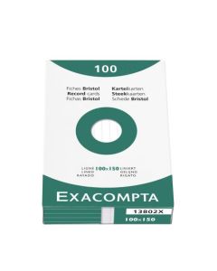 Exacompta Record Cards Ruled 150x100mm White (Pack 100) 13802X