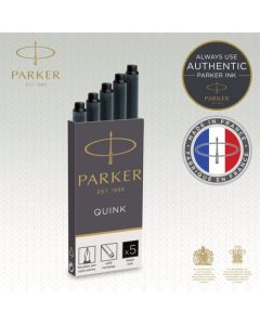 Parker Quink Ink Refill Cartridge for Fountain Pens Black (Pack 5) - 1950382