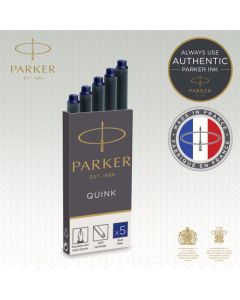 Parker Quink Ink Refill Cartridge for Fountain Pens Blue (Pack 5) - 1950384