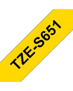 Brother Black On Yellow Strong Label Tape 24mm x 8m - TZES651