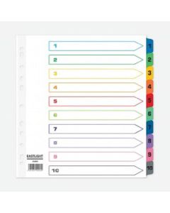 ValueX Index 1-10 A4 Extra Wide Card White 160gsm with Coloured Mylar Tabs - 824253