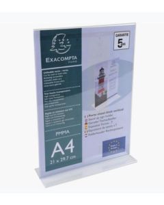 Exacompta Upright Sign Literature Holder A4 Clear Acrylic 84158D