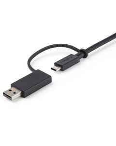 StarTech.com 1ms USB C Cable with USB A Adapter Dongle Hybrid 2 in 1 with 100W Power Delivery Passthrough