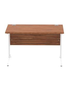 Impulse 1200 x 800mm Straight Desk Walnut Top White Cable Managed Leg MI001995