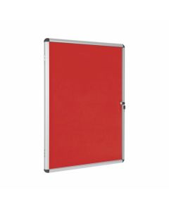 Bi-Office Enclore Red Felt Lockable Noticeboard Display Case 9 x A4 720x981mm - VT630105150